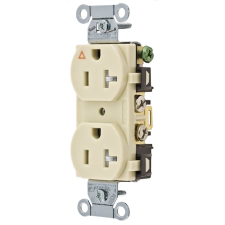 Hubbell Wiring Device-Kellems Duplex Straight Blade Receptacle, 5-20R, 20 A, 125V AC, 2 Pole, 3 Wire, Isolated Ground IG5352ITR